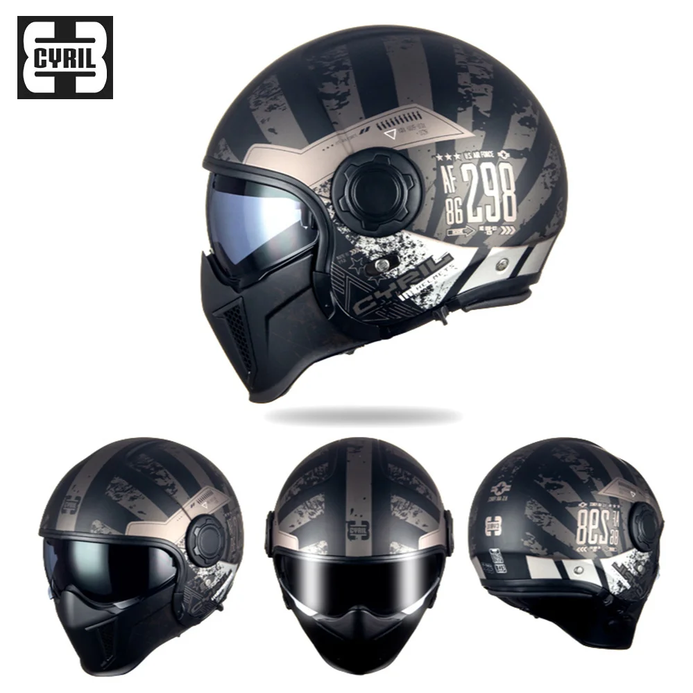 

DOT ECE Approved CYRIL Vintage Modular Scorpion Motorcycle Helmet Retro Removable Chin Full Face Motocross Racing Casco Moto