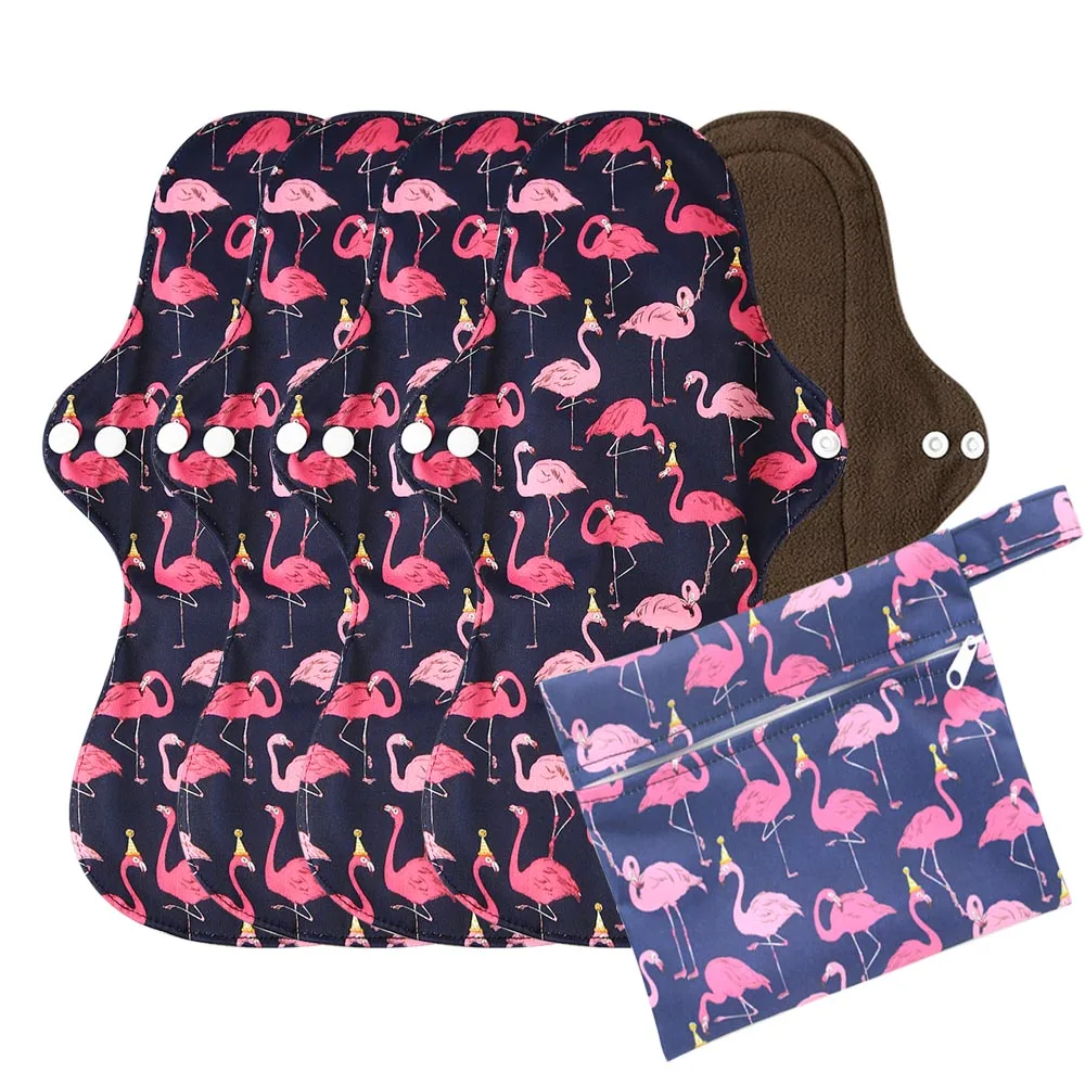 5 шт многоразовые прокладки + 1 мешок бамбуковые угольные XL Размер гигиенические