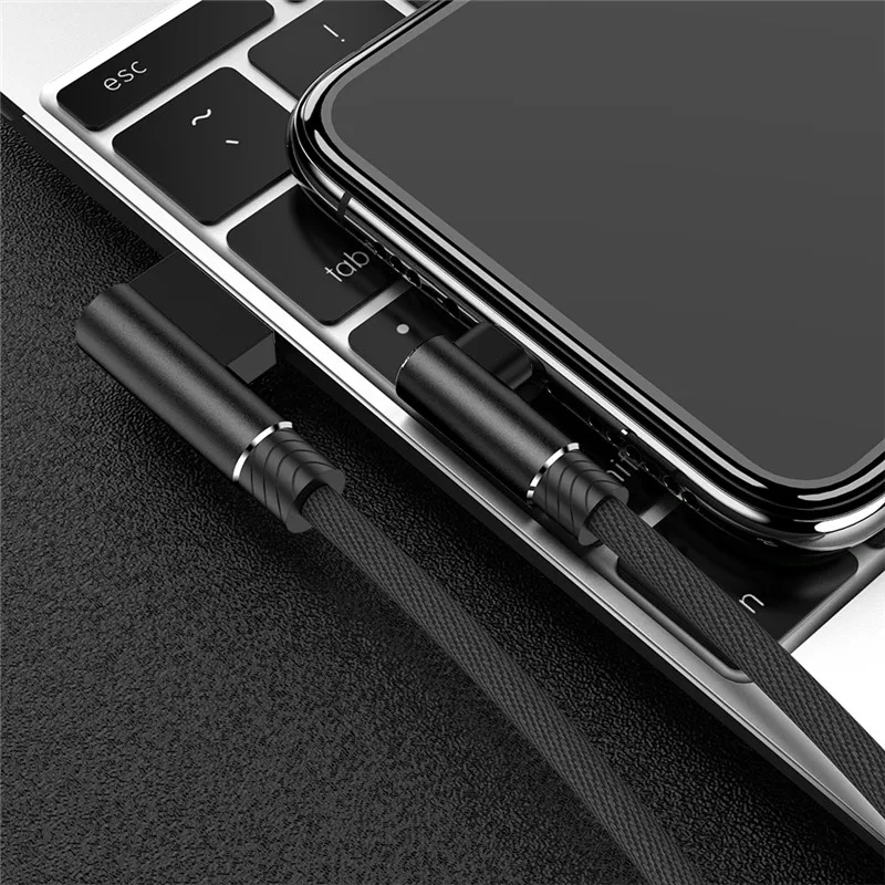 90 градусов USB зарядное устройство кабель для iphone 11 Pro Max XS XR X 8 7 6 6S Plus 5 s 5SE ipad mini 4 Быстрая Зарядка Кабели для мобильных телефонов