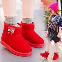 girls princess children ankle boots with bow knot snow boots winter warm cotton kids rubber boots fashion sweet anti slippery