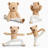 37cm yoga plush doll kawaii cute brown bear soft stiffed doll pillow yoga bear plush toys doll for baby kids plushies