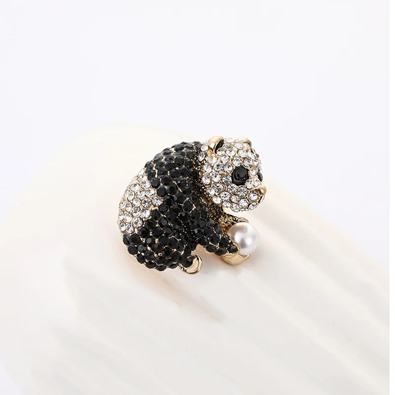 Милая Стразы Брошь в виде панды на рубашку костюма с животными модные броши
