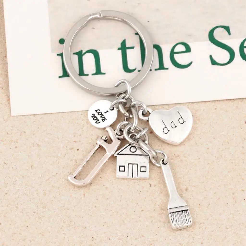 1Pc Brush House Saw Keychain I Love You Dad Pendant Keyholder Father Day Daddy Souvenir Jewelry Accessories E2597 | Украшения и