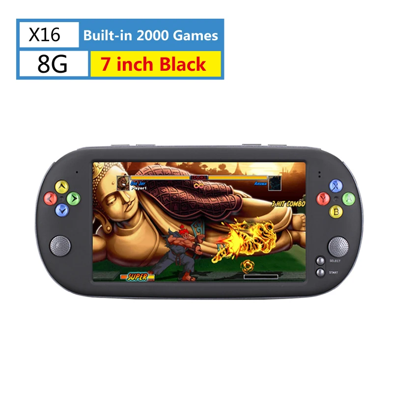 X16 8G Black X16 7 дюймов игровой консоли 8 Гб 16 г ручной X19 чехол для телефона в виде ретро-игровой плеер встроенный 2500/3000 игр X12 плюс видео игрового контроллера геймпад для Neogeo Arcade - Цвет: X16 8G Black
