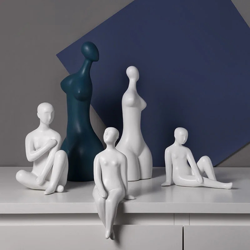 

Nordic Minimalist Ceramic Art Figure Sculpture Decoration Office Study Home Living Room Wine Cabinet Home Decor Ornaments