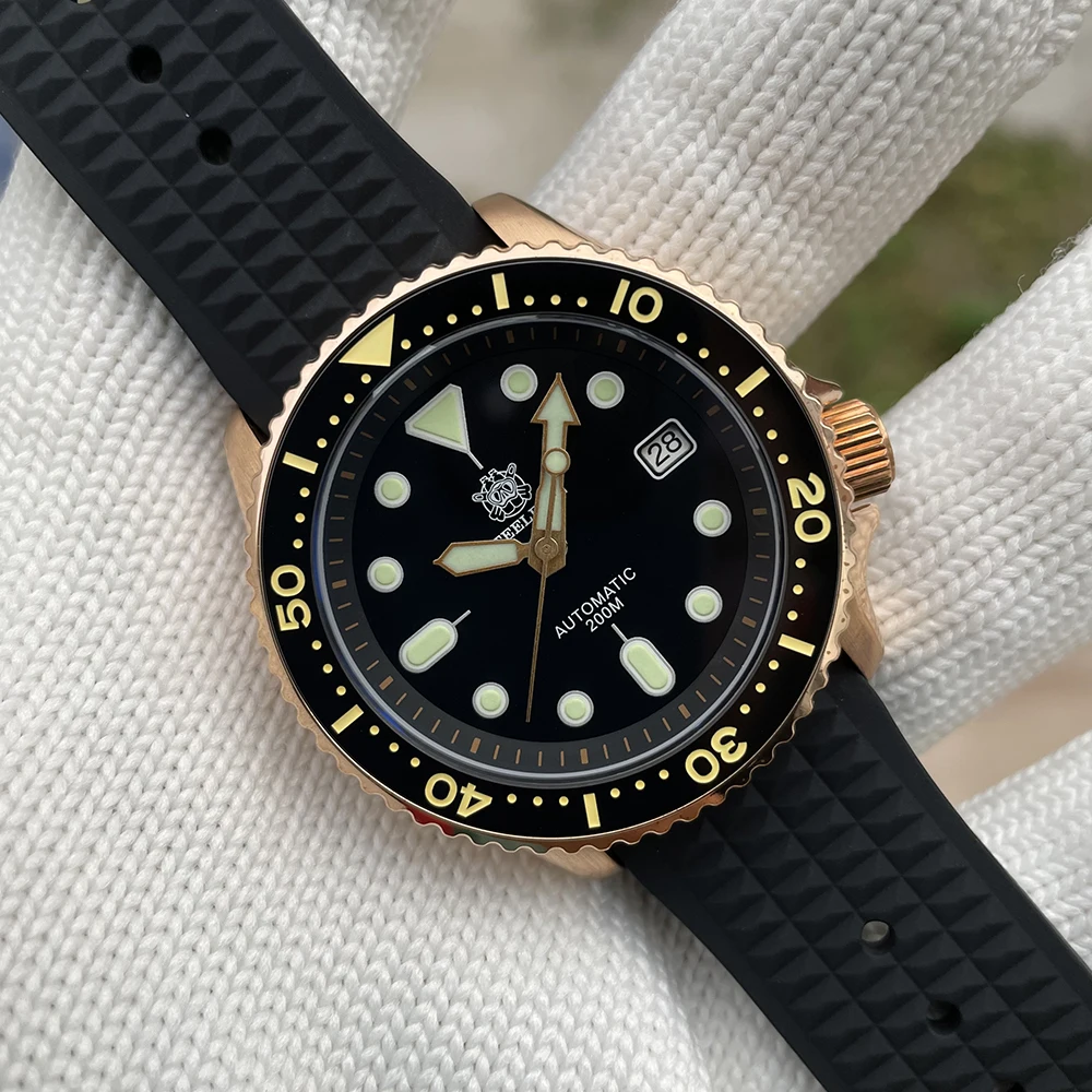 Цена Часы Steeldive 1996S CuSn8, бронзовая фотоавтоматическая Механическая Ретро NH35, сапфировое стекло, керамическая рамка, водонепроницаемые часы