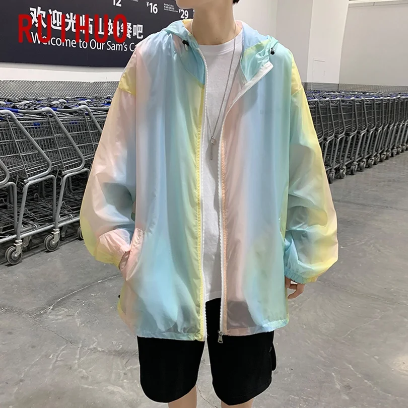 

RUIHUO «вареный» с капюшоном на лето и весну куртка мужская одежда Японская уличная одежда Mens Jackets And Coats 2XL 2021 Новые поступления