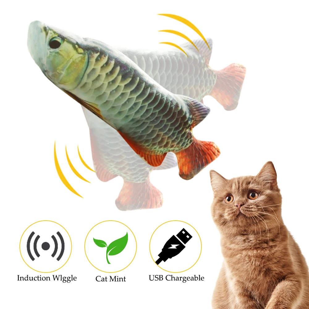 30 см электронный питомец кошка игрушка электрический USB зарядка имитация рыбы