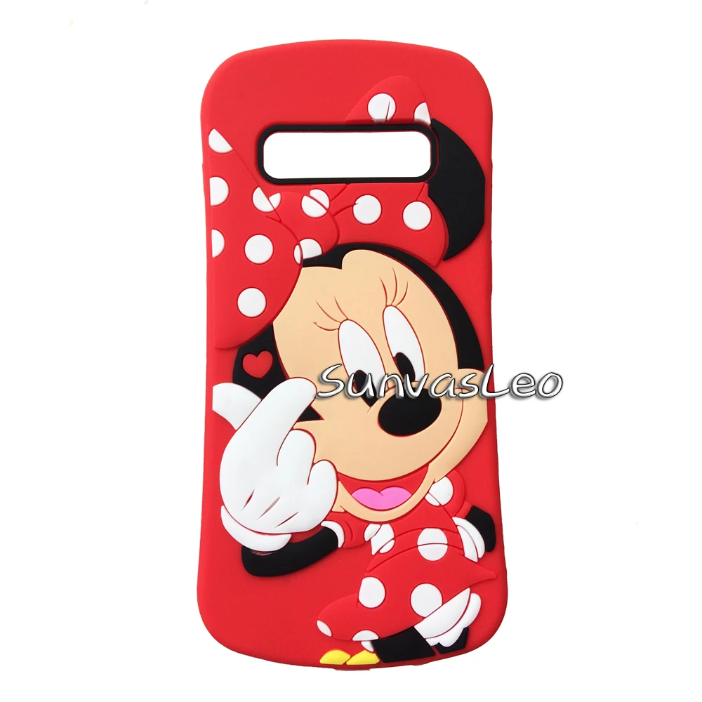 Red Minnie Мягкий силиконовый чехол для samsung Galaxy S10e S10 S10Plus с объемным изображением животных из мультфильмов, защитный противоударный чехол для задней панели телефона - Цвет: Red Minnie