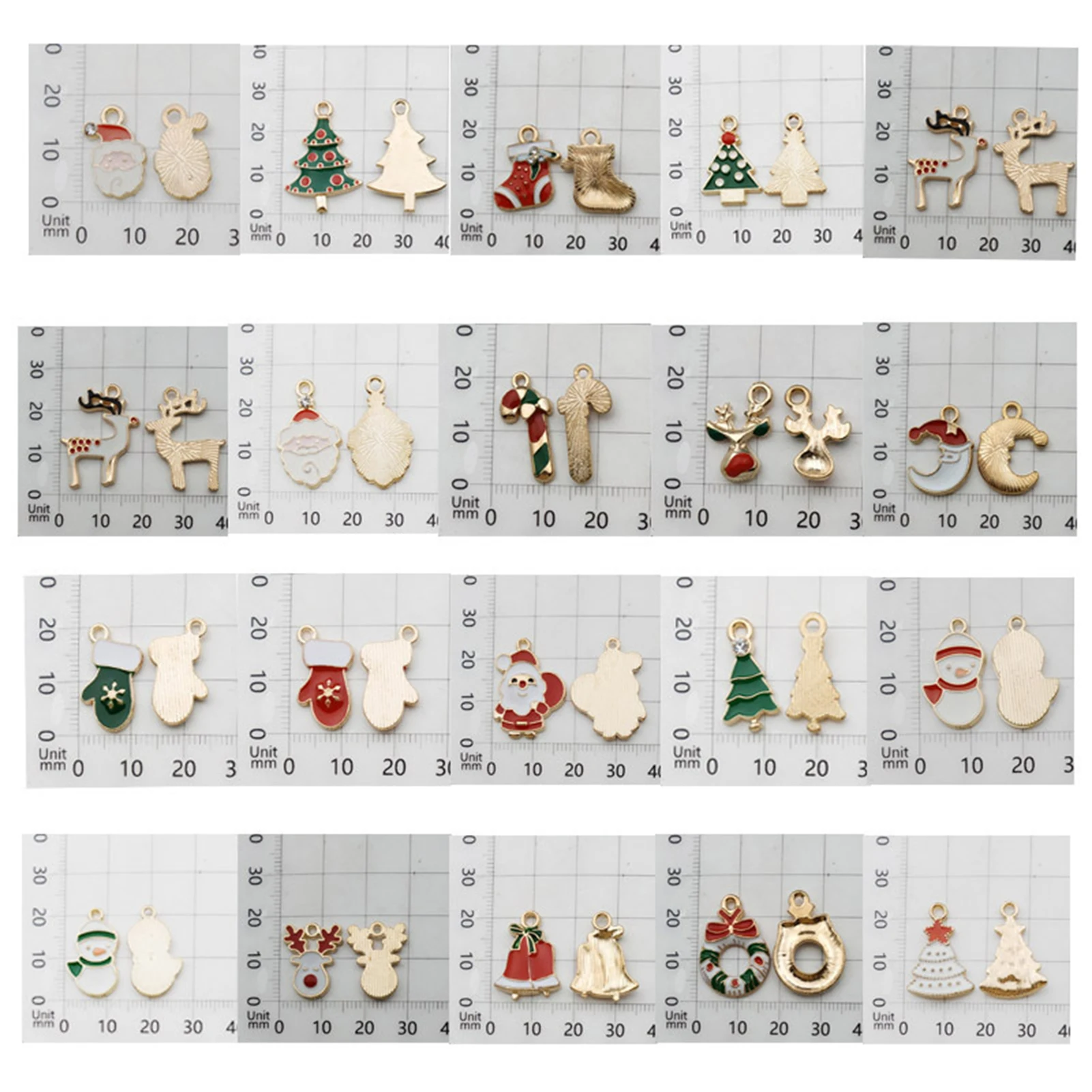 

20Pcs/Set New Christmas Charms Pendants Enamel Bracelet Party Home Metal Craft Decoration Tree Hanging DIY Jewelry Accessories