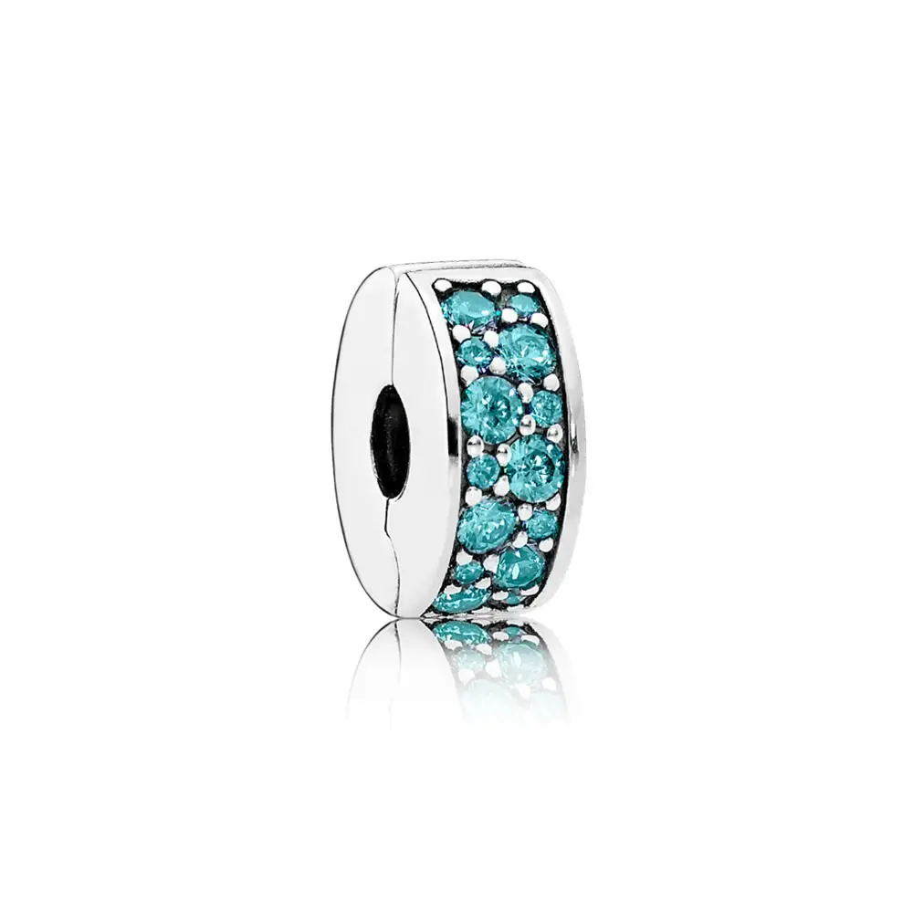 

8 Color Crystal 925 Sterling Silver Cz Stopper Bead Round Pink Blue Green Purple Crystal For Women Diy Pandora Charm Bracelet