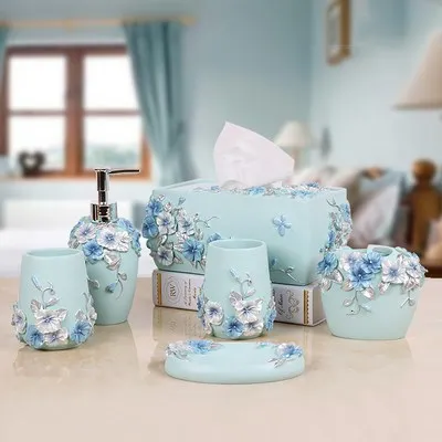 6pcs Туалетные принадлежности для ванной комнаты, аксессуары для ванной комнаты из пяти частей, бутылка для лосьона, держатель для зубных щеток, новые свадебные предметы, Товары для ванной комнаты - Цвет: 6pcs