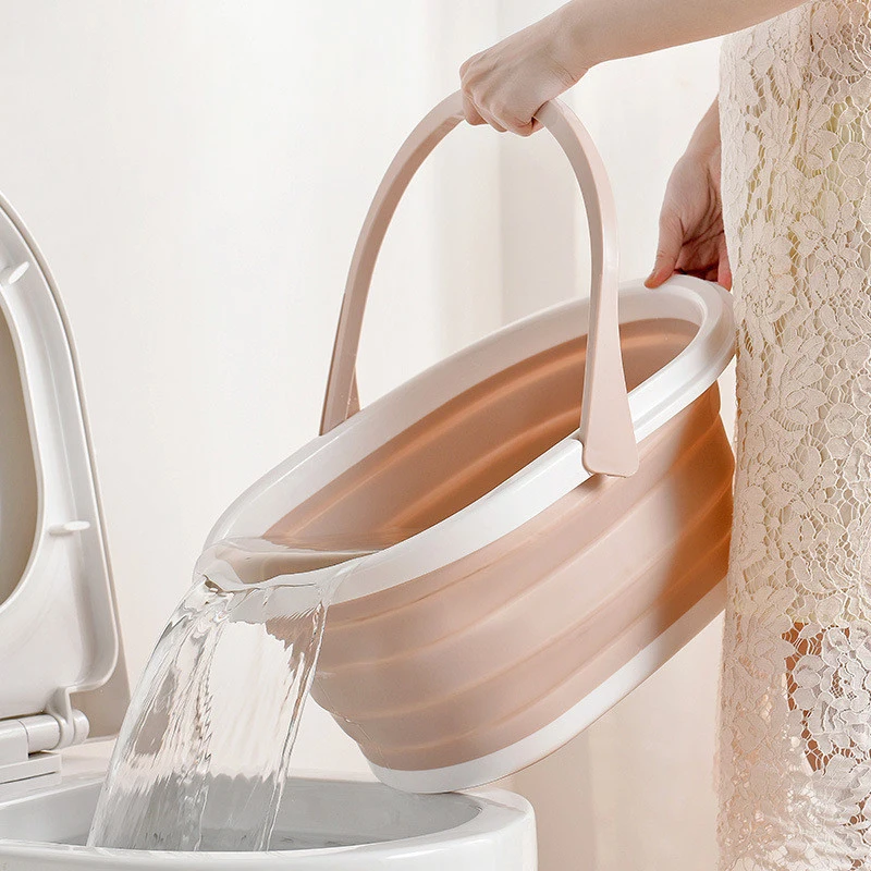 

Foldable Mop Bucket With Handle Thicken Wash Face Basin Footbath Basin Portable Camping Wash Car Bucket Household Cleaning Tool