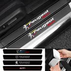 4 шт. защитные наклейки на пороги автомобиля, наклейки из углеродного волокна против царапин, защитные наклейки для Peugeot Sport GTI 206 207 208 307 308