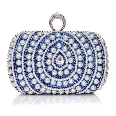 YM1084blue SEKUSA, бриллианты, кольцо на палец, модная женская сумка на цепочке, сумка на плечо, украшенная бисером, для свадебной вечеринки, клатч, кошелек, сумка - Цвет: YM1084blue