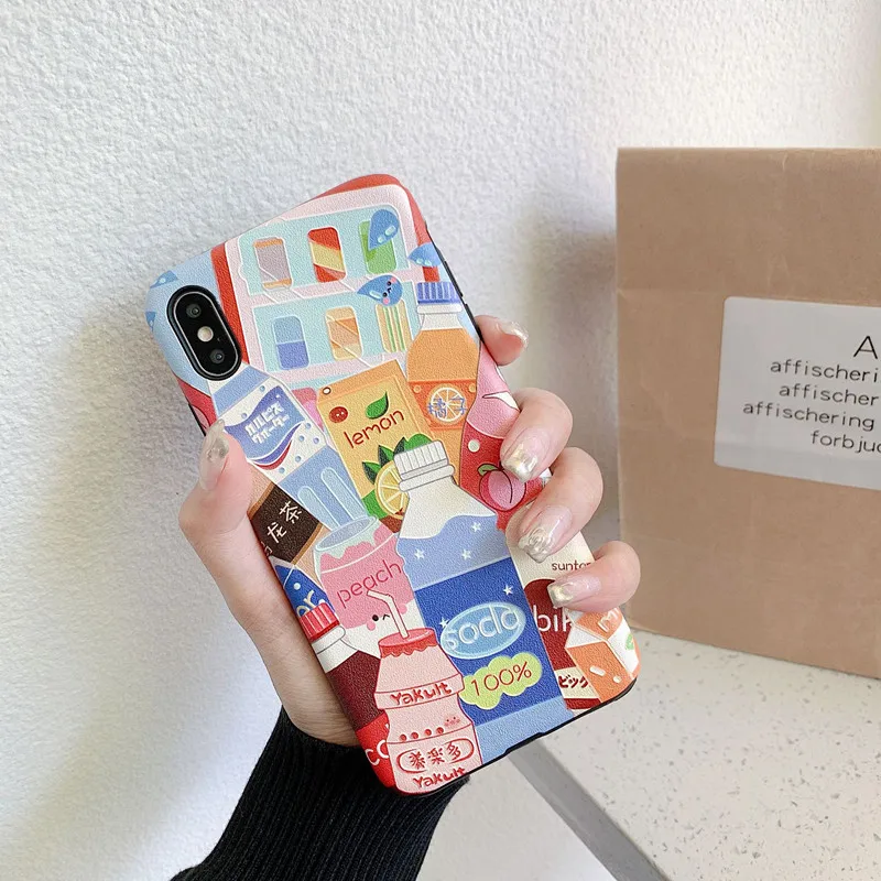 Японская бутылка для напитков Kawaii чехол телефона iPhone 7 Plus 8 6s 6 X XR XS Max Чехлы пар