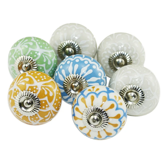 

High-grade Round Ceramics Design European style Knobs Cupboard Drawer Pull Kitchen Cabinet Door Wardrobe Handles Hardware
