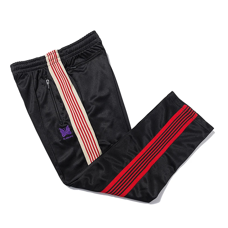 

side Stripe Needles AWGE Sweatpants Hip Hop Men Women 1:1 High Quality Jogger Needles Track Pants Butterfly Embroidery Pant