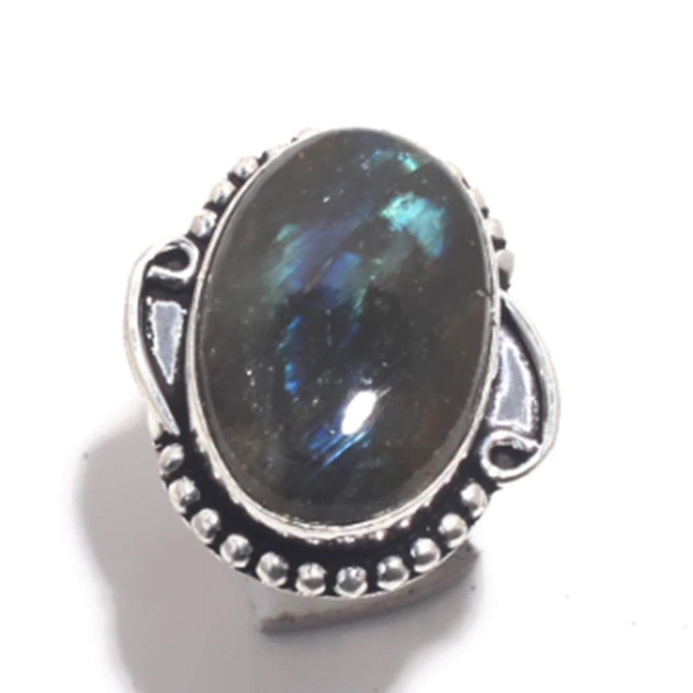 Натуральный Лабрадорит серебряное кольцо с покрытием из меди женское ювелирное