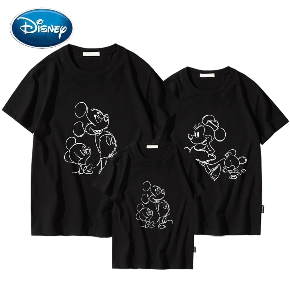 

Disney Fashion Minnie Mickey Mouse Cartoon Kids Toddler Mother Daughter Son Unisex T-Shirt O-Neck Short Sleeve Tee Tops 9 Colors