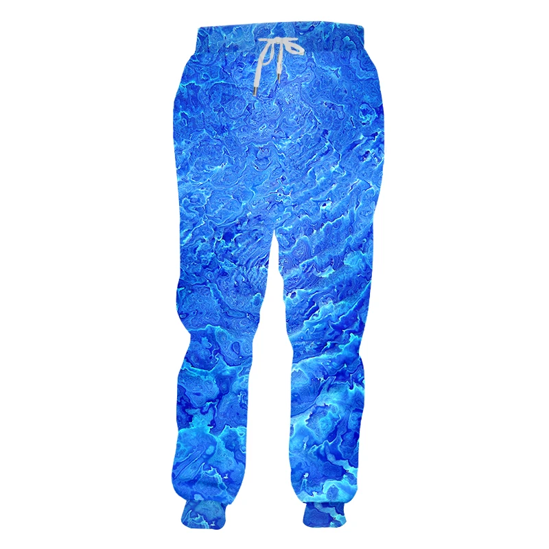 

UJWI 3d Print Blue wave color Sweatpant Scenic Coconut Tree Hiphop Sweat Pants Fall Winter Elastic Sweatpants Jogging