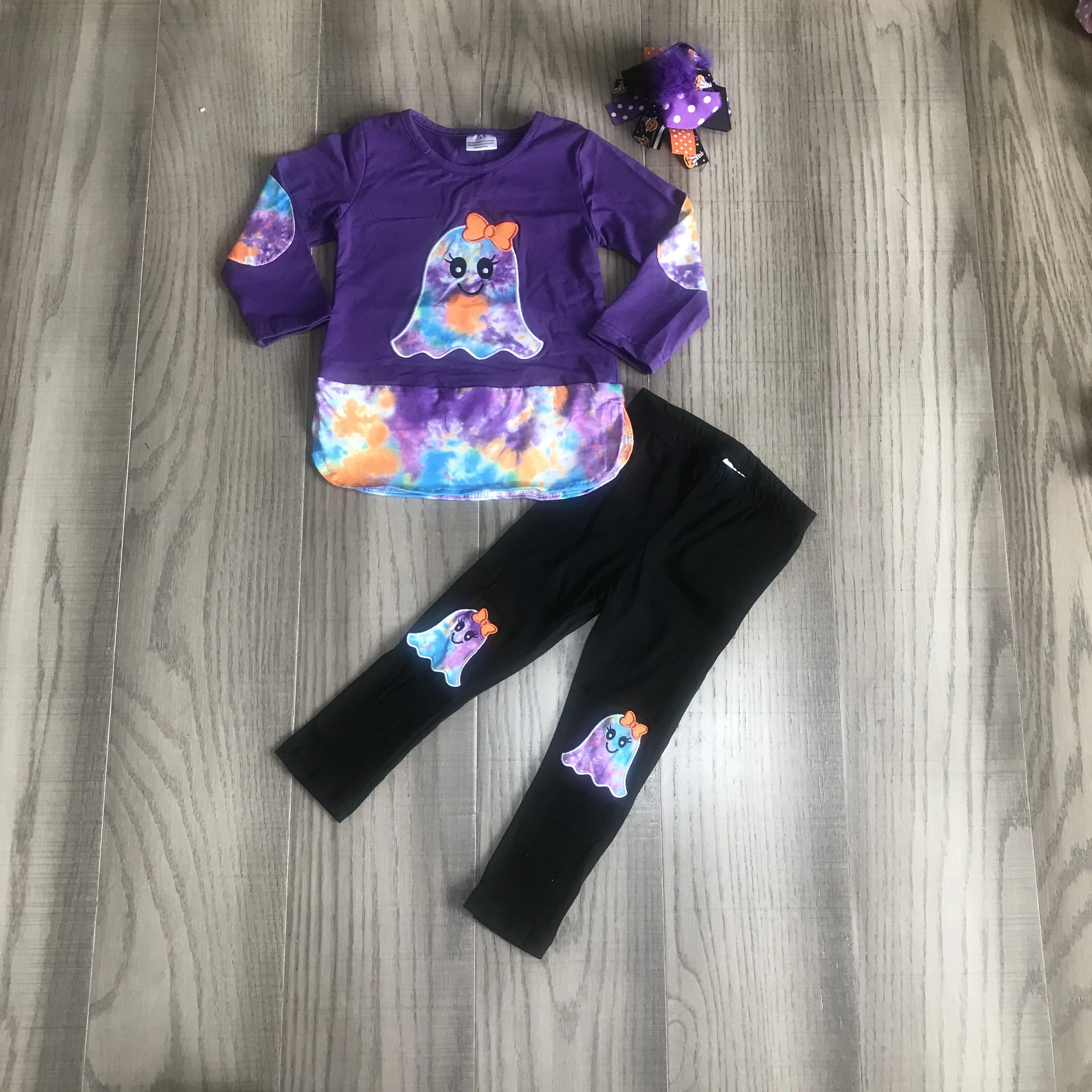 Girlymax/осенняя одежда для маленьких девочек на Хеллоуин Фиолетовая окрашенная