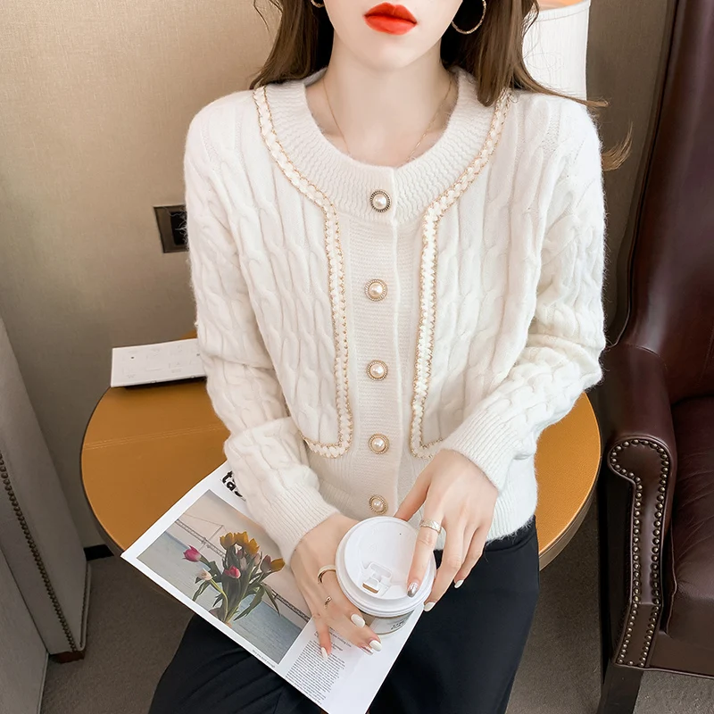 

Autumn Winter Knitted Sweater Cardigan Women Korean Style Loose Cardigans Jumpers Ladies Jackets Coats Pull Femme 2021