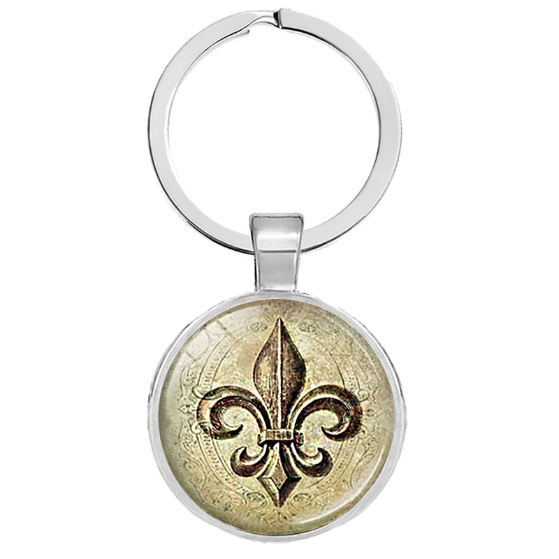 Арт стекло цветок лилии брелки Винтаж Флер де Лис брелоки кабошон купол