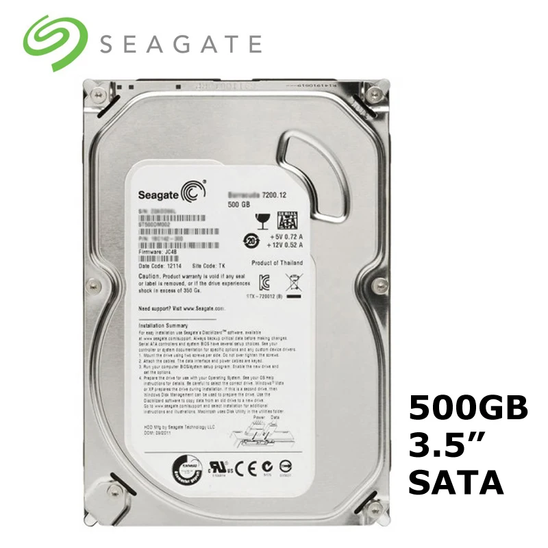 Seagate Brand 500GB SATA 3Gb/s-6Gb/s HDD 500G 8 MB/32 MB Buffer Desktop PC 3.5" Internal Mechanical Hard disk