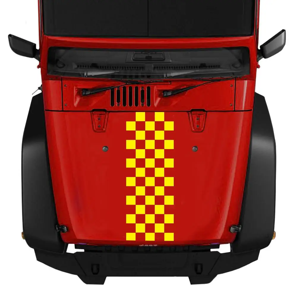 Виниловые гоночные спортивные наклейки на голову полоски клетчатые узоры нет