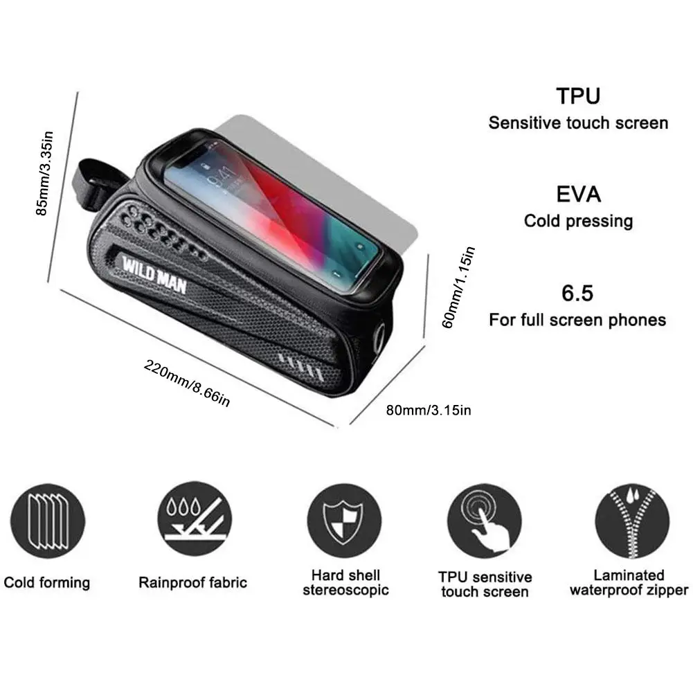 

Rainproof Bicycle Bag Frame Front Top Tube Cycling Bag Reflective 6.5in Phone Case Touchscreen Bag MTB Bike Accessories