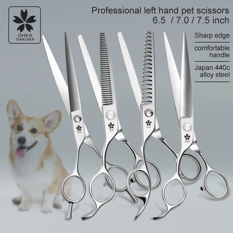 Left-handed special pet beauty scissors curved tooth scissors dog grooming scissors professional left-hand scissors