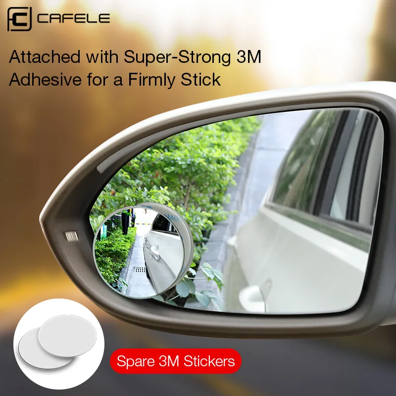 

Cafele Car Mirror Blind Spot Mirror Extra Wide Angle Adjustable Auto Rearview Mirror 360 Degree HD Convex Mirror 2Pcs Rimless