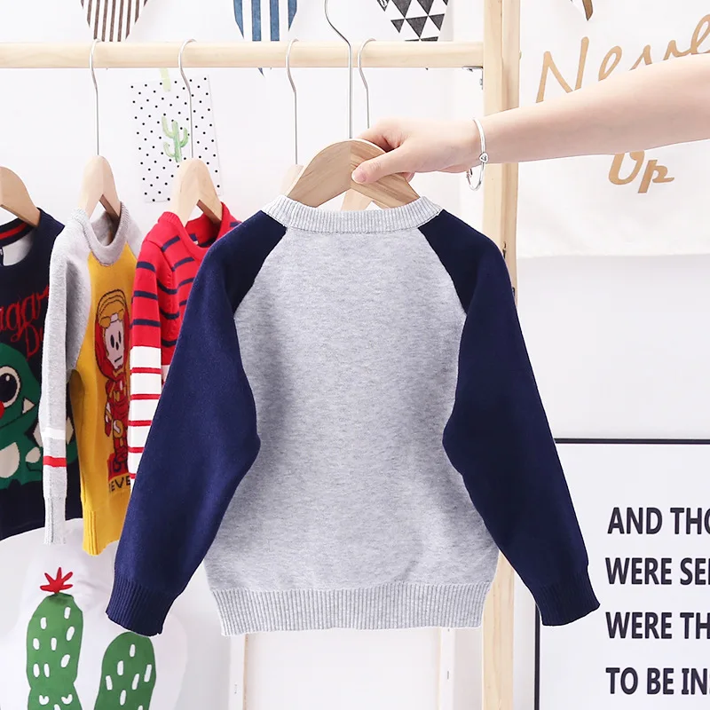 

JO&MI 2020 autumn children sweater with carton pattern boy sweater kids clothes 4-8Y