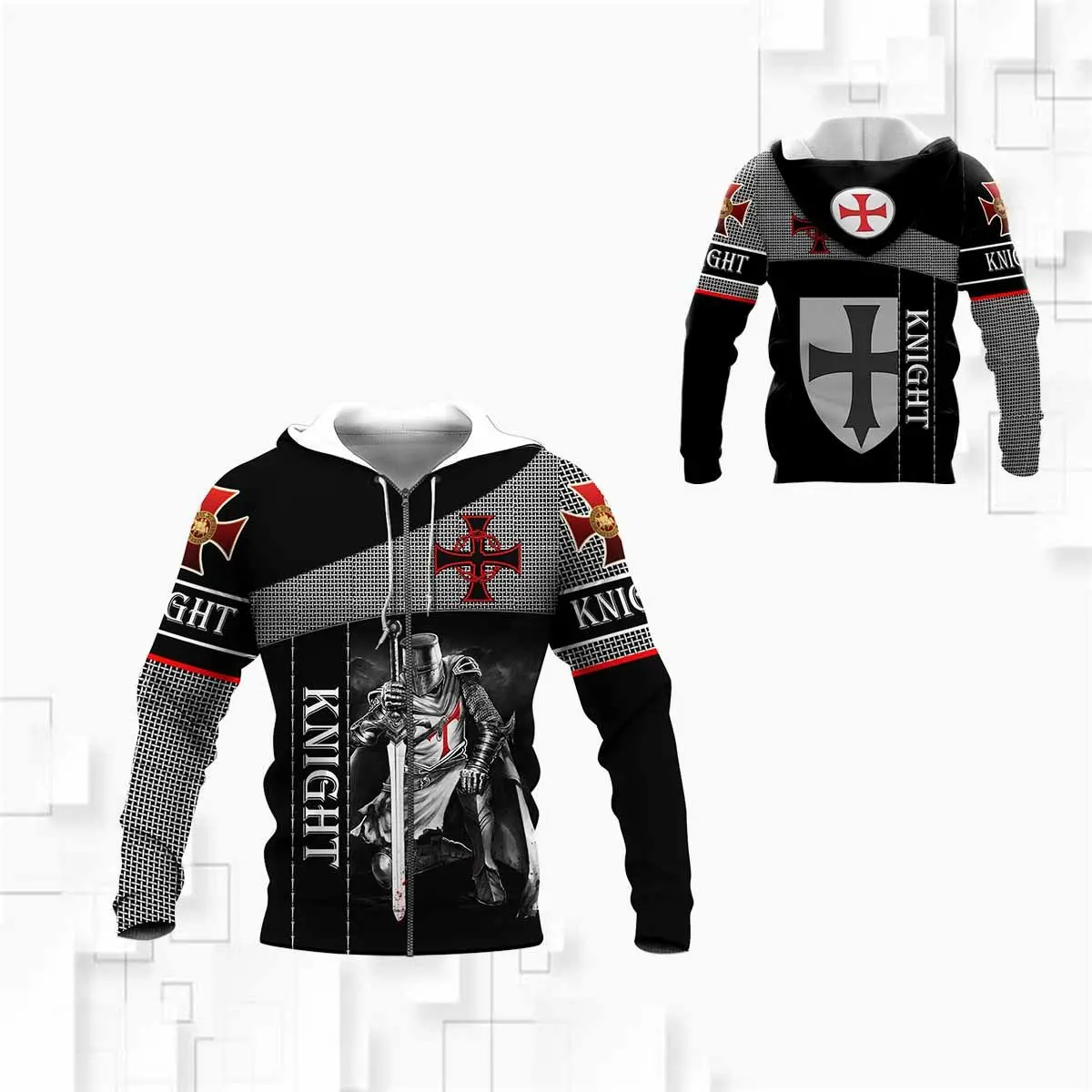 

3D Printed Knight Medieval Armor Men hoodies Knights Templar Harajuku Fashion hooded Sweatshirt Unisex Casual jacket Hoodie