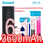 Аккумулятор для телефона высокой емкости для Iphone 6 7 8 11 Plus X XR, Сменный аккумулятор для Apple 6 7 8Plus, батареи с инструментами, 2021