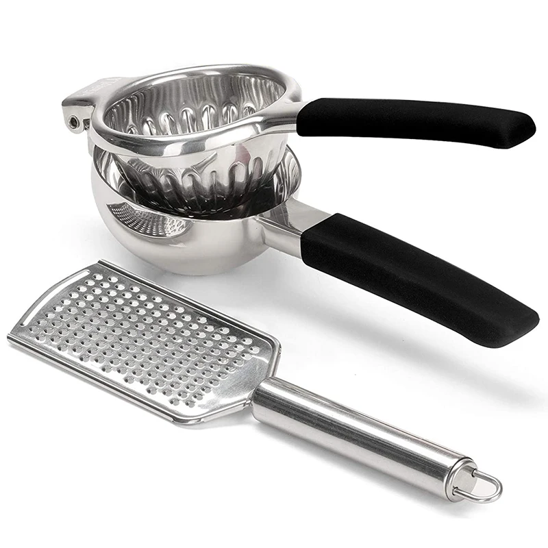 

Lemon Squeezer Stainless Steel + Grater Citrus Squeezer and Lime Squeezer Lemon Juicer with Heavy Duty Large Bowl