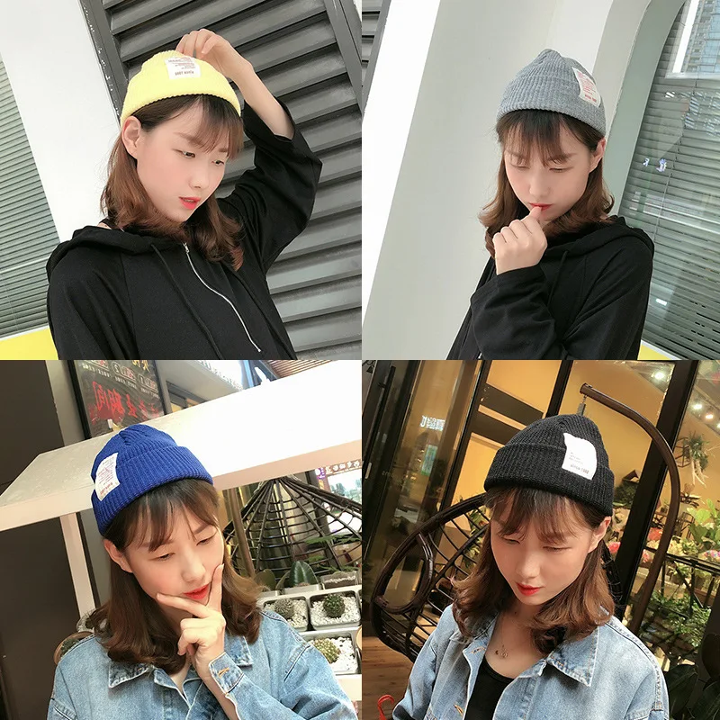 Женская шапка женская осенняя и зимняя шерстяная Han вязаная с буквенным принтом