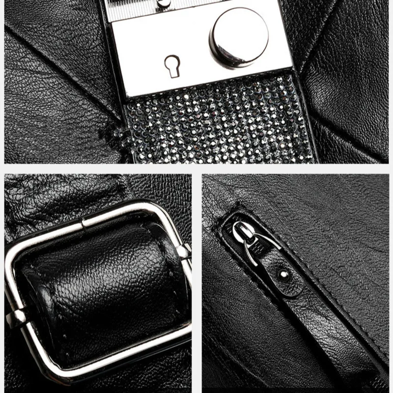 

Motaora Women's Backpack New Diamond Solid Backpack Classic Black School Bag For Girls 2020 Fashion All-match Travel Bag Female