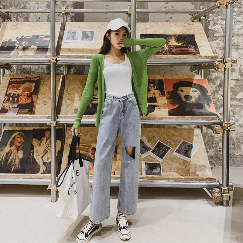 Хлопковые осенние красные брюки в Корейском стиле сеточку с широкими штанинами