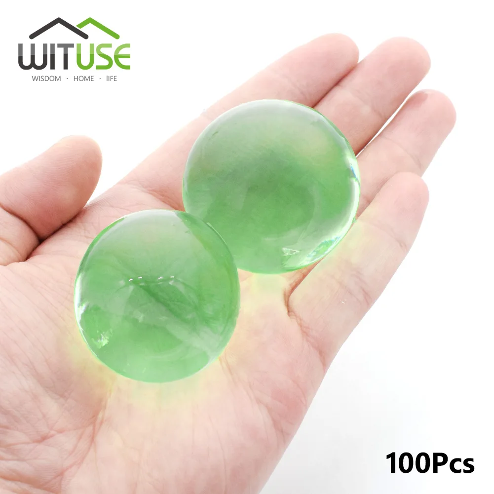 Green WITUSE, 100 шт./лот, большой гидрогелевый жемчуг, 3-4 см., Хрустальный грунтовый водный Бисер, бусинки для выращивания грязи, свадебные растущие лампочки, домашний декор - Цвет: Green