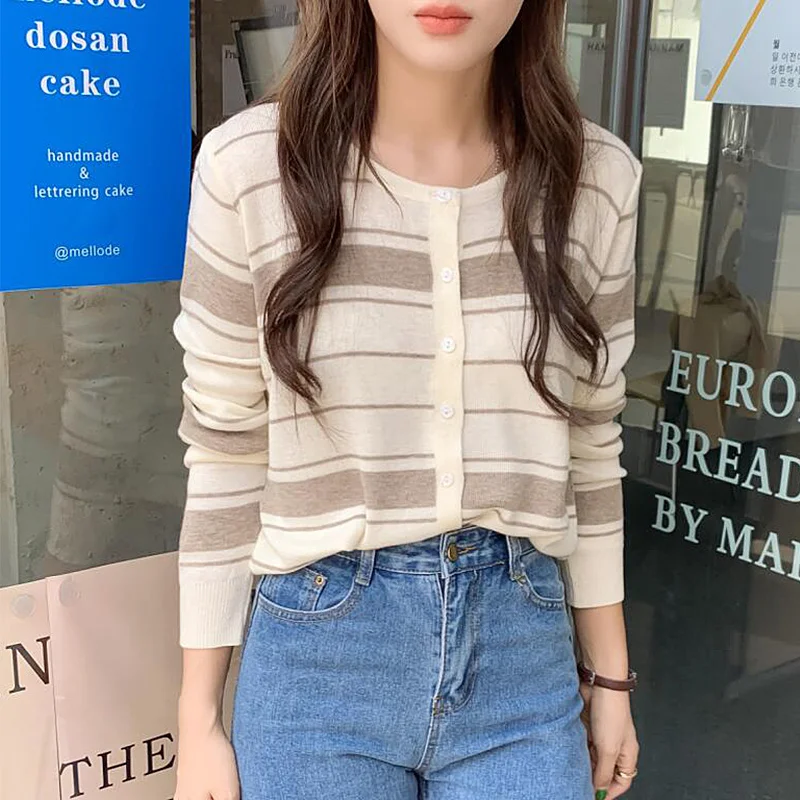 Женский однотонный вязаный кардиган EWq пальто с длинным рукавом свободного кроя