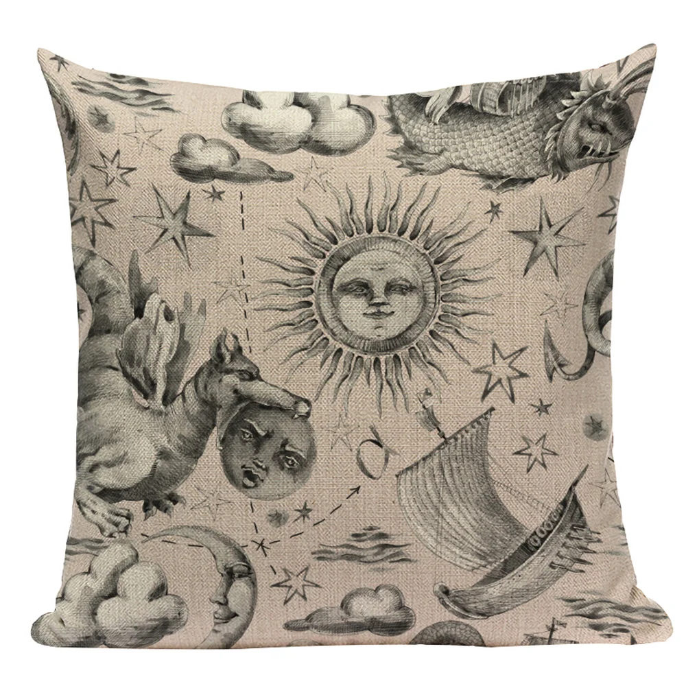 Декоративные подушки Sun Moon чехол Мандала Цветы геометрические Чехол молочный