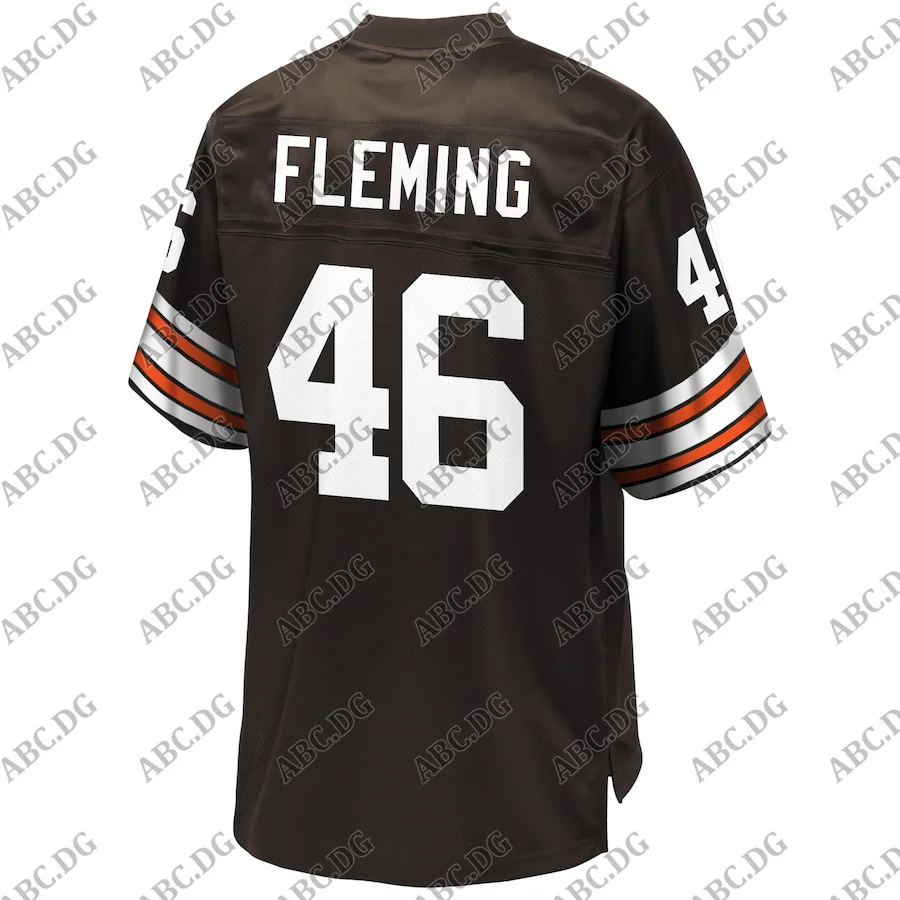 

Customized Stitch American Football Jersey Men Women Kid Youth Cleveland Don Fleming Pro Line Brown Retired Player Jersey