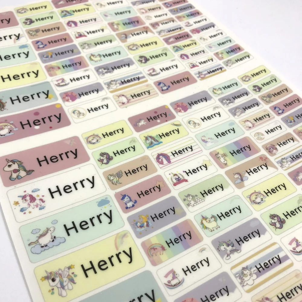 114 шт. Мультяшные наклейки с именем единорога персональные бирки для девочек на