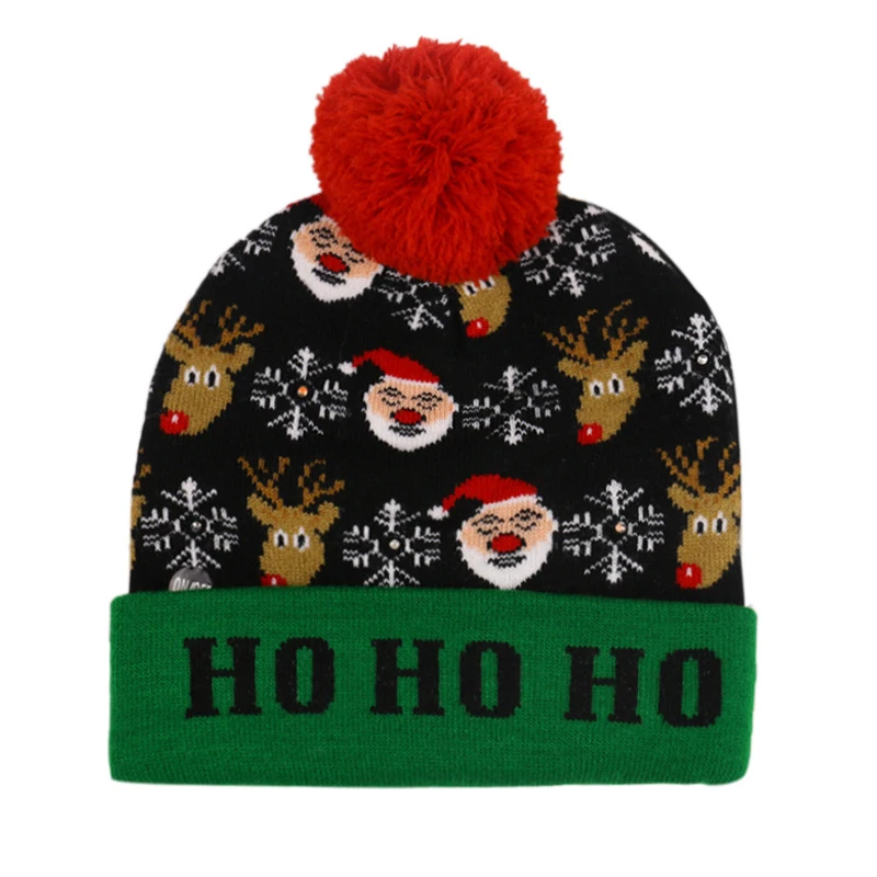 

2021 New LED Christmas Hat Christmas Flash Light Up Knitted Hat Christmas Gift for Kids/Adults Xmas New Year Party Decorations