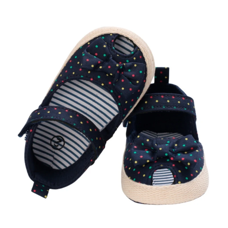 

Newborn Baby Girls Canvas Bow Sandals floral print Princess Shoes Sole Non-slip Toddle baby Cotton Soft shoes Prewalkers 0-18M