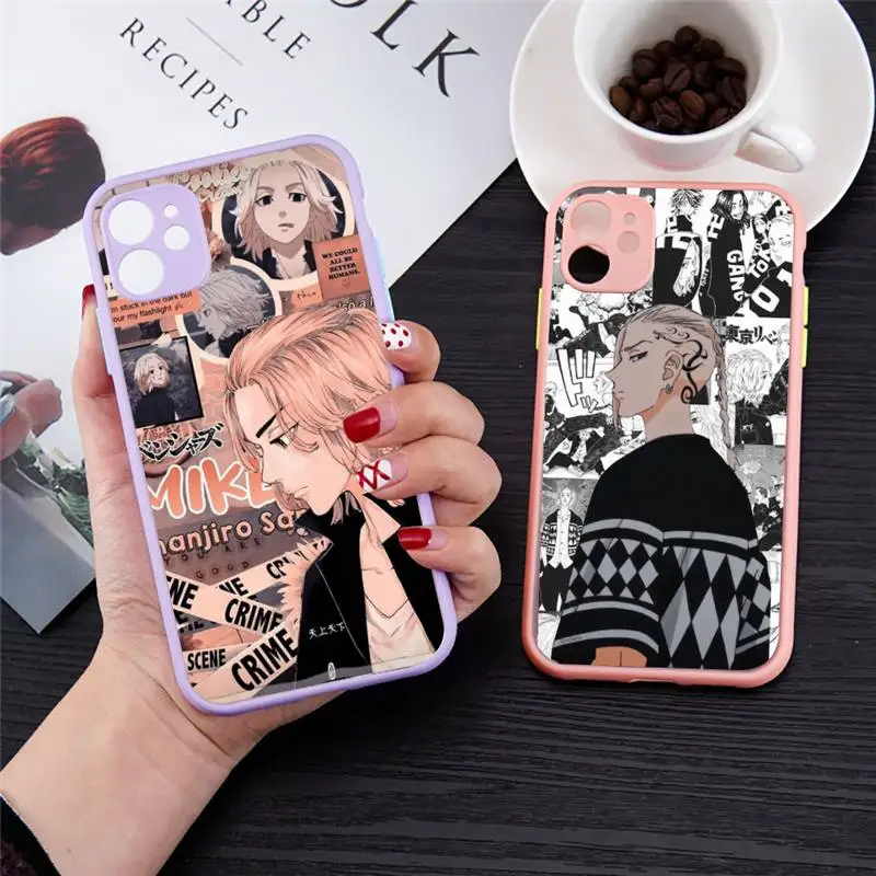 

Tokyo revengers Phone Case For iPhone 13 12 11 Mini Pro XR XS Max 7 8 Plus X Matte transparent Purple Back Cover