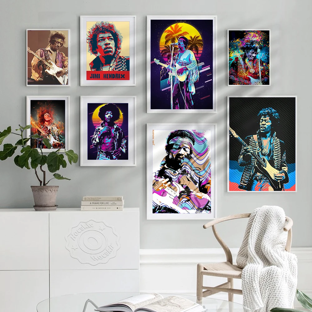 elektrische gitarre gott jimi hendrix poster rock musik star vintage poster bar cafe home dekoration malerei wand aufkleber leinwand free global shipp