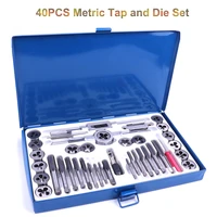 40pcs tap and die set metric wrench cut m3 m12 tap and die kit metric hand threading tool set engineer kit with metal case